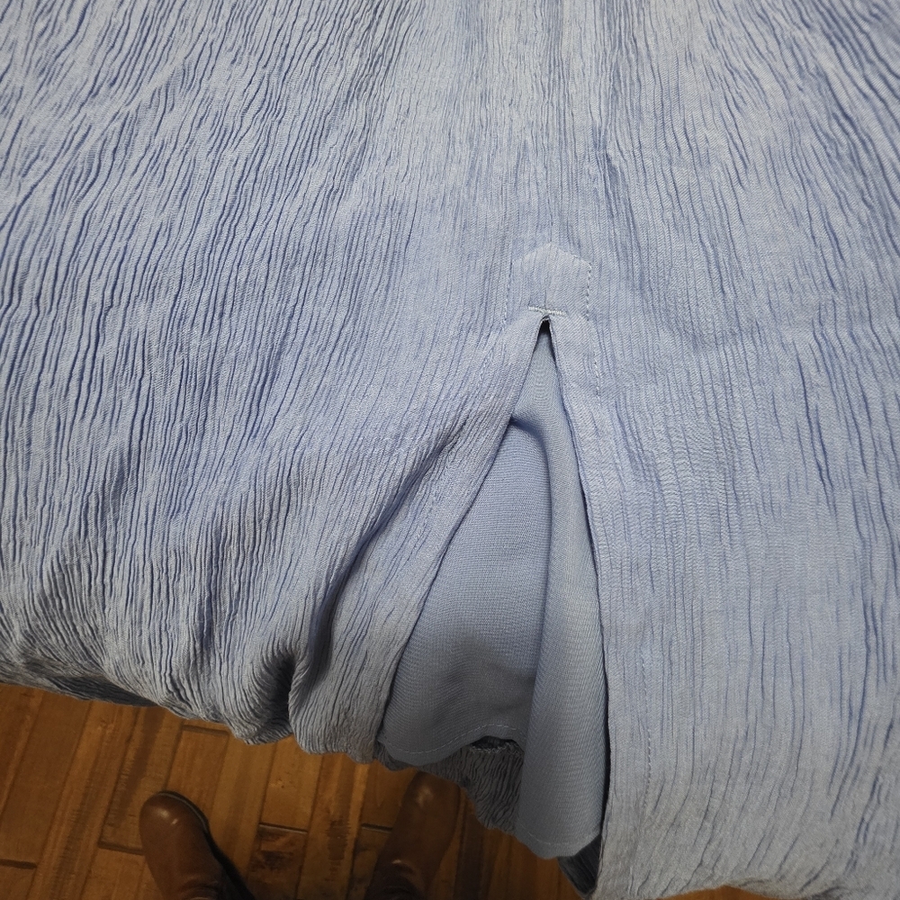 Abercrombie And Fitch Crinkle Textured Ruched Maxi Dress Medium Tall NWT Blue - Picture 6 of 12